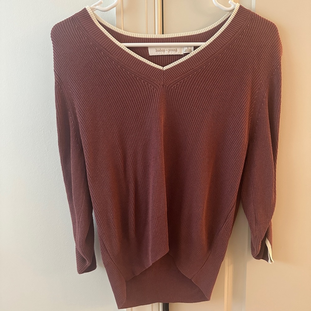 bishop + young Burgundy V-Neck Sweater